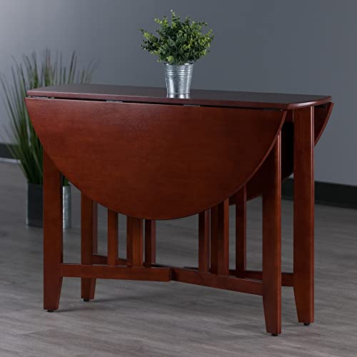 Winsome Wood Alamo, , Double Drop Leaf, Round Table Mission, Walnut, 42-Inch/ 41.97 in x 41.97 in x 29.65 in - WoodArtSupply