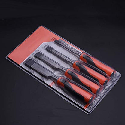 Edward Tools Harden Wood Chisel Set - Heavy Duty 4 Piece Woodworking Tools Set Includes 1/4”, 1/2”, 3/4”, 1” - Cr-V Steel with Ergo Soft Grip - Sharp - WoodArtSupply