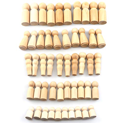 Milisten 50PCS peg Dolls Ornament Crafts for Kids Unfinished Wood Doll Wood Doll Figurine Russian Dolls Kids Dolls Dolly pegs Wooden Unfinished