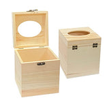 2 Pack Unfinished Wooden Tissue Box Cover for Crafts Oval Opening Solid Square Wood Tissue Holder for Home Decor (5.1x5.1x6 in) Cregugua