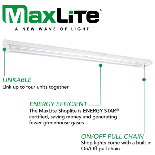 MaxLite Shop Light 48" 42W 120V 5000K, White (SL2-48421-50) 2 Tube Maxlite