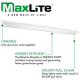 MaxLite Shop Light 48" 42W 120V 5000K, White (SL2-48421-50) 2 Tube Maxlite