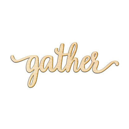 Woodums – Gather Script Wooden Wall Art Decor, Unfinished Wood Sign for Family Room Decor, Charlie Script Letter Wood Cutout, 18 x 8 Inches Wall