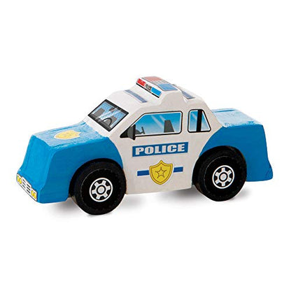 Melissa & Doug Created by Me! Rescue Vehicles Wooden Craft Kit - Decorate-Your-Own Police Car, Fire Truck, Helicopter - WoodArtSupply