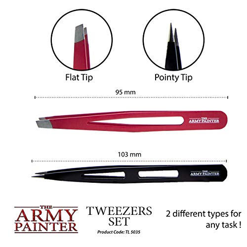 The Army Painter Tweezer - 2-Piece Precision Tweezers Set of Sharp Tweezers Precision & Fine Pointed Tweezers for Assembling Miniatures- Small The Army Painter