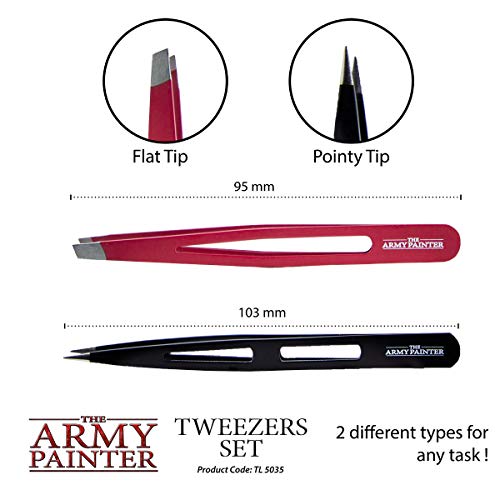 The Army Painter Tweezer - 2-Piece Precision Tweezers Set of Sharp Tweezers Precision & Fine Pointed Tweezers for Assembling Miniatures- Small - WoodArtSupply