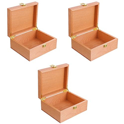 3 Pcs High-end Storage Wooden Box Storage Boxes with Lids Gift Boxes with Lids Wood Jewelry Case Unfinished Wood Boxes Craft Stash Boxes Wood Holder