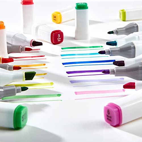 KINGART, Chisel & Fine Tip, Alcohol-Based Ink, Storage Case Double-Ended Sketch Markers, Assorted 60 Piece KINGART