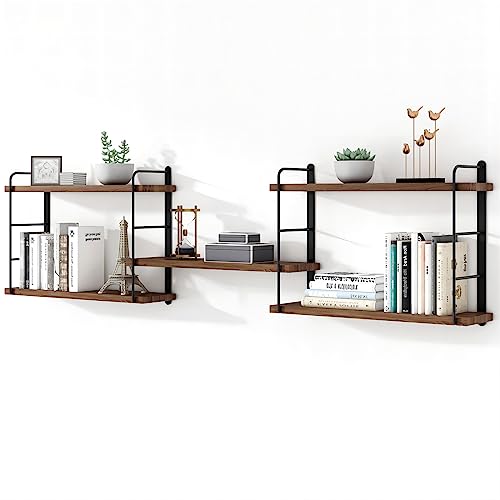 Rustic Wall Mounted Floating Shelves by MXCSE – Stylish Wood Storage Solution for Any Room - WoodArtSupply