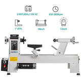 CXRCY 12" x 18" Wood Lathe, Benchtop Wood Lathe Machine 3/4 HP Infinitely Variable Speed 650-3800 RPM with Goggle & 3 Chisels for Woodworking, CXRCY