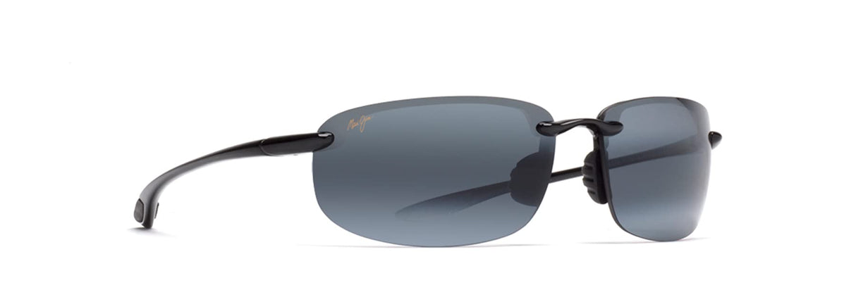 Maui Jim Men's and Women's Hookipa Polarized Rimless Sunglasses, Gloss Black/Neutral Grey, Large Maui Jim