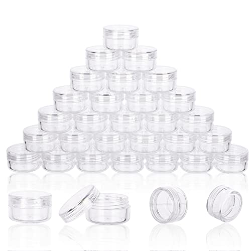 5 Gram Sample Containers with Lids, 50 Count 5ML Clear Sample Jars, Empty Lip Balm Containers with Lids, Small Makeup Travel Containers for Glitter, - WoodArtSupply