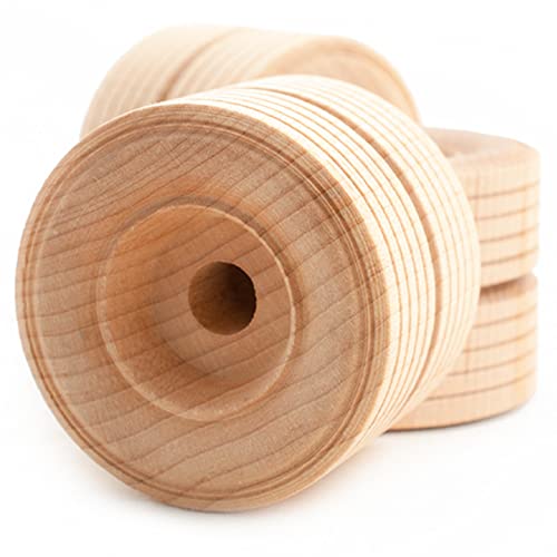 Pinehurst Crafts Dual Treaded Wooden Toy Wheels, 2-Inch Diameter x 1-1/2 Inch Wide (3/8-Inch Hole), Pack of 6,TreadedDualy_2IN_6pk - WoodArtSupply