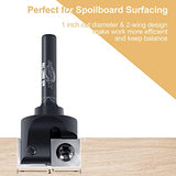 CNC Spoilboard Surfacing Router Bit, 1/4" Shank 1" Cutting Diameter, Carbide Insert Slab Flattening Router Bits Planing Bit Wood Planer Bit BINSTAK