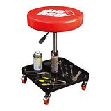 BIG RED TR6350 Torin Rolling Pneumatic Creeper Garage/Shop Seat: Padded Adjustable Mechanic Stool with Tool Tray Storage, Red Large BIG RED