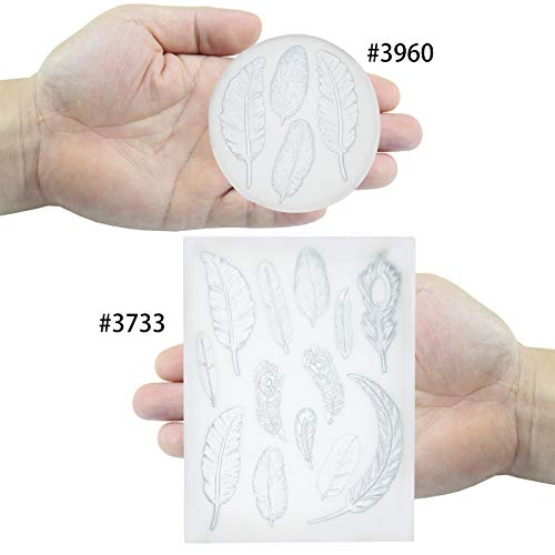 Feather Fondant Silicone Molds for Sugarcraft Cake Decorating, Chocolate, Cupcake Topper, Epoxy Resin Jewelry Casting, Polymer Clay 2-Bundle Length FUNSHOWCASE