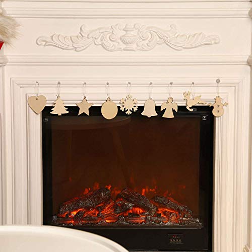 Tatuo 120 Pieces Unfinished Wooden Ornaments Christmas Wood Ornaments Hanging Embellishments Crafts for DIY, Christmas Hanging Decoration in 10 Tatuo