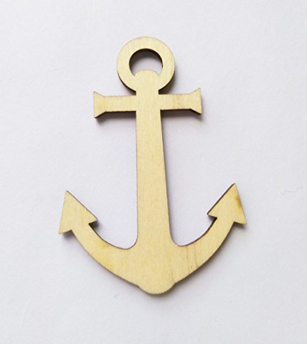 20PCS of Blank Natural Anchor Wood Necklace Cutout Crafts Tags (2.5") RUIXUAN LASER CUT