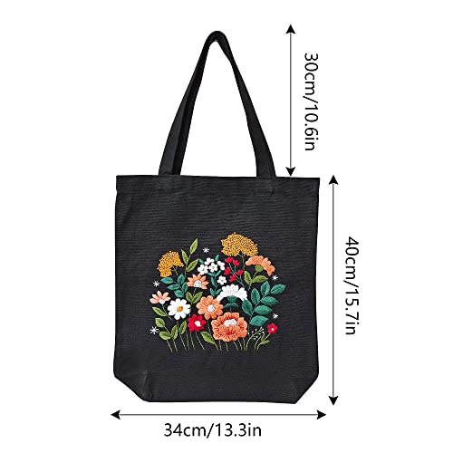 MAMUNU Canvas Tote Bag Embroidery Kit with Pattern for Beginners, Arts and DIY Crafts Kits for Adults, Include Instructions Embroidery Bag, MAMUNU