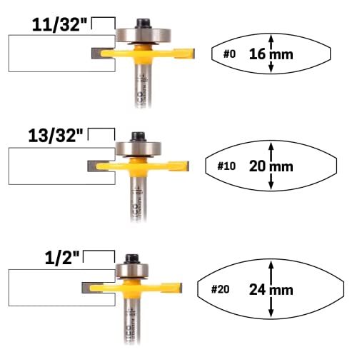 YONICO Biscuit Cutter Joint Slot Router Bit & Bearing Set 1/4-Inch Shank 14383q - WoodArtSupply