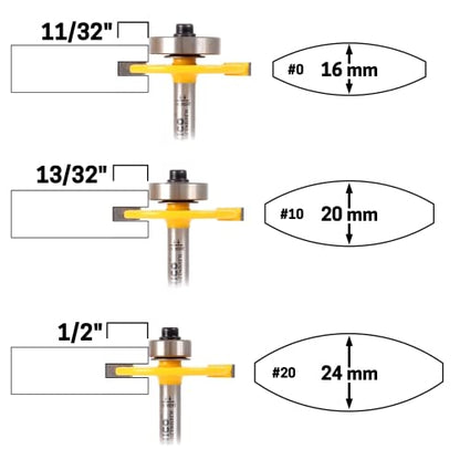 YONICO Biscuit Cutter Joint Slot Router Bit & Bearing Set 1/4-Inch Shank 14383q - WoodArtSupply