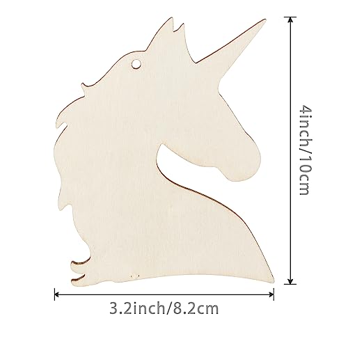 Unicorn Head Hanging Wood Animal Head Shape Unfinished Wood with Twines Unicorn Shape DIY Craft Ornament for Christmas Wedding Birthday Birthday Lamantery