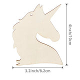 Unicorn Head Hanging Wood Animal Head Shape Unfinished Wood with Twines Unicorn Shape DIY Craft Ornament for Christmas Wedding Birthday Birthday Lamantery