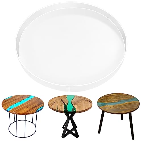 Large Epoxy Resin Molds Round, 24" Resin Molds Silicone,Tray Epoxy Mold Silicone with Wooden Frame for Charcuterie Board, River Resin Coffee Table, Sienson