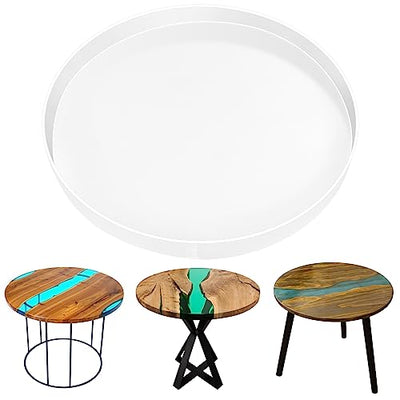 Large Epoxy Resin Molds Round, 24" Resin Molds Silicone,Tray Epoxy Mold Silicone with Wooden Frame for Charcuterie Board, River Resin Coffee Table,