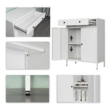 BESFUR Sideboard Buffet Cabinet, Accent Cabinet with Drawer, 39.3“H x 27.5”W x 15.7“D Metal Buffets & Sideboards for Living Room, Hallway - White BESFUR