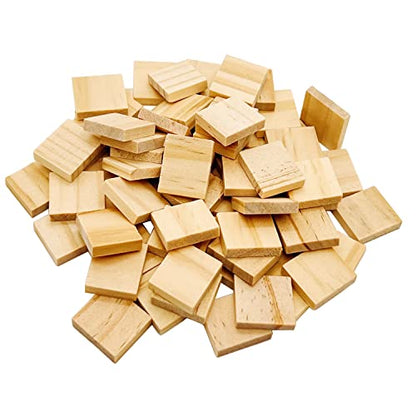 MYYZMY 100 Pcs Wood Blank Letter Tiles, 0.8 x 0.7 Inch Unfinished Blank Wood Squares for DIY Craft, Decoration, Laser Engraving Carving