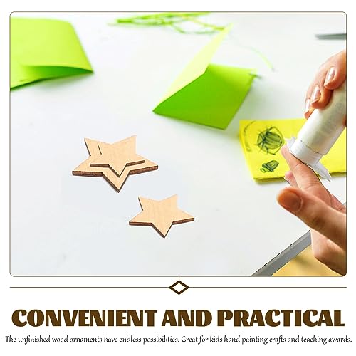 SUPVOX 100pcs Shape Wooden Blank Wooden Plaque Wooden Star Embellishments Nativity Ornaments Wooden Embellishments Unfinished Star Cutouts Mothers SUPVOX