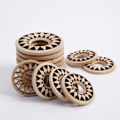 KALLORY 10pcs Unfinished Hollow Wood Slices Wooden Slices DIY Wooden Cutouts Painting Wood Slices KALLORY