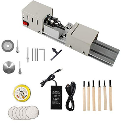 BAENRCY Mini Lathe Machine 12V-24VDC 96W Mini Wood Lathe Milling Accessories for DIY Woodworking Wood Drill Rotary Tool (Group 2)