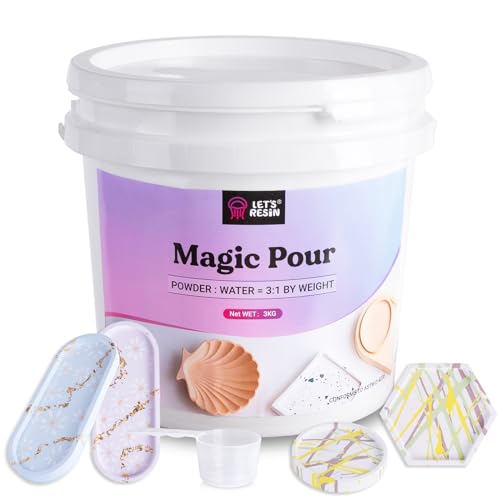 LET'S RESIN Resin Casting Powders 3000g, Fast Cured Casting Resin Kit for Beginners,20~30 Minutes De-Mold, Water Activated Plaster Powder Casting Kit LET'S RESIN