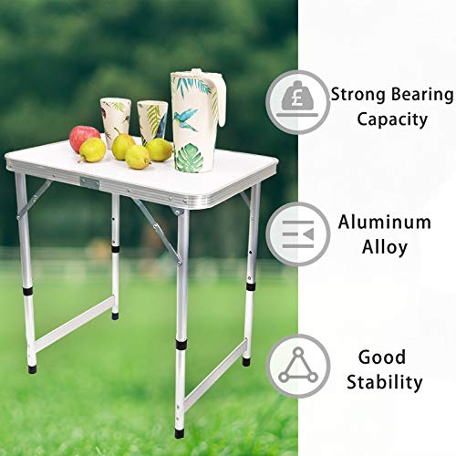 Camp Field Aluminum Folding Small Picnic Table, Adjustable Height Lightweight Portable Camping Table for Picnic Beach Outdoor Indoor (Medium) - WoodArtSupply