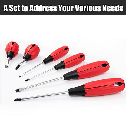 KURUI Magnetic Screwdriver Set, 6-Piece Screw Drivers Tool Set 3 Phillips and 3 Flat Head, Standard Screw Driver and Stubby Screwdriver Have - WoodArtSupply