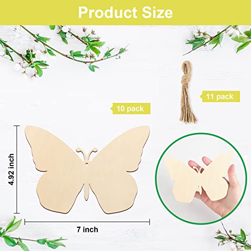 Large Size 7" Wooden Spring Ornaments to Paint, Butterfly Wooden DIY Blank Unfinished Round Wood Discs Ornament for Crafts Hanging Decorations(10PCS) Sophena