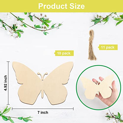 Large Size 7" Wooden Spring Ornaments to Paint, Butterfly Wooden DIY Blank Unfinished Round Wood Discs Ornament for Crafts Hanging Decorations(10PCS) - WoodArtSupply