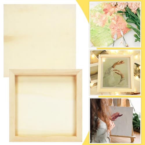 Fireboomoon 6 Pack Square Wood Panels,Unfinished Blank Wooden Canvas Cradled Painting Panel Boards for Craft,Drawing,Painting,Pouring,Wood Burning(8" FIREBOOMOON