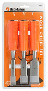 Buck Brothers 120203K 3-Piece Wood Chisel Set With Acetate Handles | 1/2 Inch, 3/4 Inch, 1 Inch Chisels Included | Carve, Cut, and Shape Wood, Buck Bros.