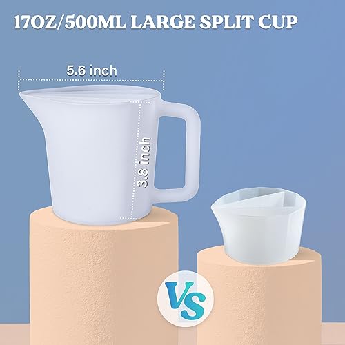 LET'S RESIN 17OZ/500ML Split Cup with Handle, Thicken & Easy Clean Split Cups for Paint Pouring with 5 Channels, Silicone Reusable Fluid Art Split LET'S RESIN