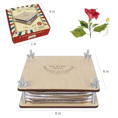 GOTHINK Flower Press Kit - 6 Layers 6 x 6 Inches, Easy to Use, DIY Dried and Preserved Flowers and Leaves, Plants Art & Crafts Kit for Adults and - WoodArtSupply