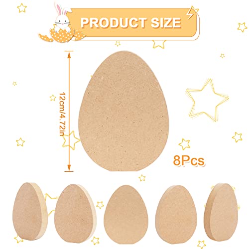 Whaline 8Pcs Easter Egg Wooden Cutouts Unfinished Easter Egg Shaped Table Wooden Signs Craft Easter Egg Wood Slice Ornament for Easter Spring Home Whaline