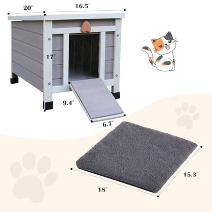 Hicaptain Cat House Outdoor, Feral Cat Shelter, Outside Rabbit Hutch Weatherproof Wooden Small Animal House and Habitats - WoodArtSupply