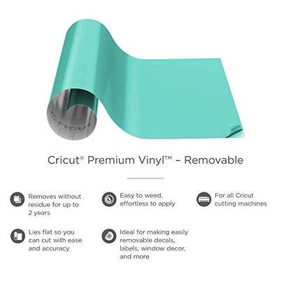 Cricut Premium Vinyl Removable for All Cricut Cutting Machines, No Residue Vinyl for DIY Crafts, Wall Decals, Stickers, In-House Decor and More, Mint