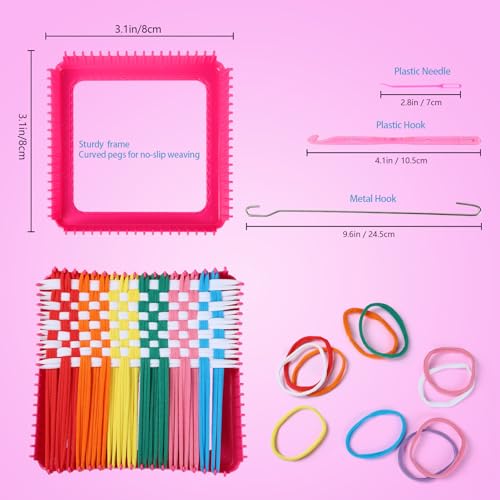 DIY Weaving Loom Craft Kit for Kids Adults - Easy Beginner Friendly - Rainbow Color Loops to Make 7 Potholders - Ideal Birthday Gift morwant
