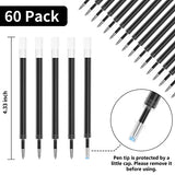 Retractable Gel Pen Refills, Shuttle Art 60 Pack Black Rollerball Gel Ink Pens Refills, Bulk Set, 0.7mm Fine Point for Writing Journaling Taking Shuttle Art