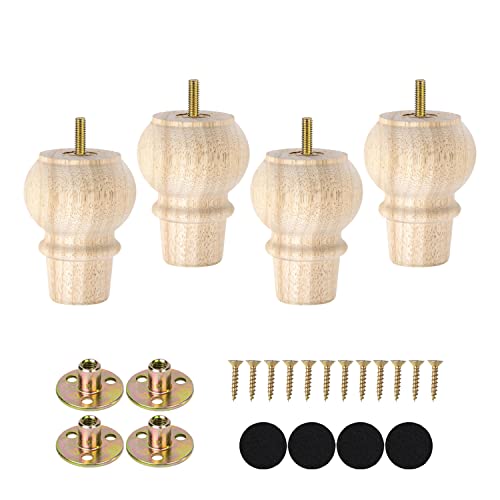 Maricome 4 Inch Unfinished Wood Legs for Furniture Set of 4 DIY Furniture Feet for Sofa Couch Cabinet - WoodArtSupply