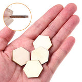 Healifty 100pcs Hexagon DIY Wood Ornaments Small Wood Hexagon Blank Slices Hexagon Wood Shapes 2 inch Unfinished Wood hex Honeycomb Wood Chips DIY Healifty